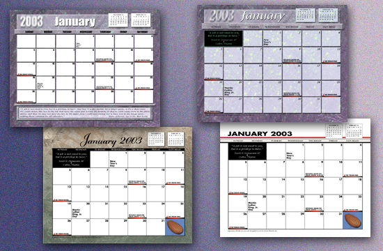    Calendar Grid Comps  