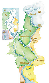   Watercolor Map for the Delaware Water Gap Exhibit  